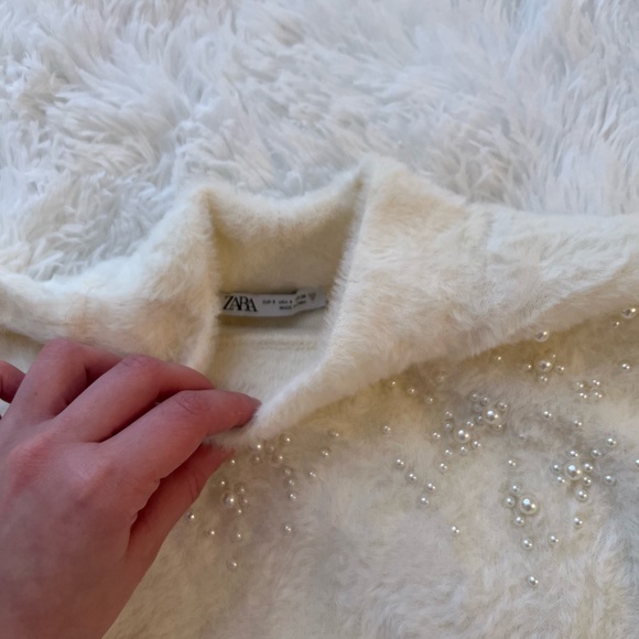 Zara White Textured Short Sleeve Top - Picture 8 of 8